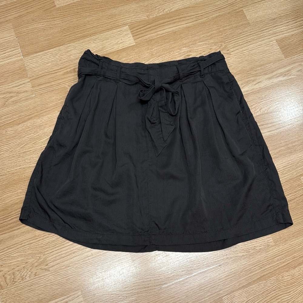 GAP S Gray Tencel Lyocell Tie Waist Pleated Knee Length Skirt